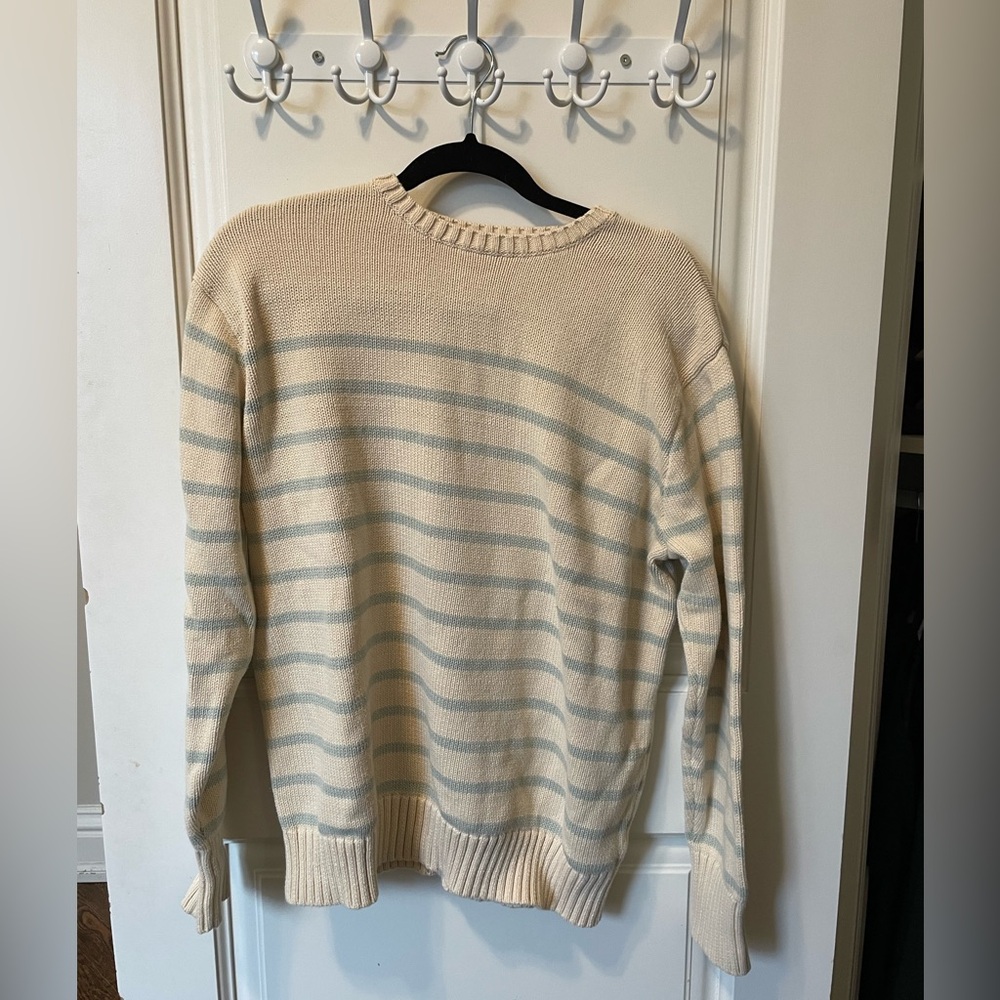 Brandy Melville Cream and Gray Crewneck Sweater